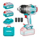 PISTOLA IMPACTO INALAMBRICA 3/4 20V 1750NM INCLUYE 2 BATERIAS (8.0AH)  1 CARGADOR Y 3 COPAS 30,32,34 MM INDUSTRIAL TOTAL (UTIWLI20175)