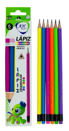 LAPIZ TRIANGULAR NEON HB #2 BLISTER X 6 UNDS AH ROYAL (PAC3175)