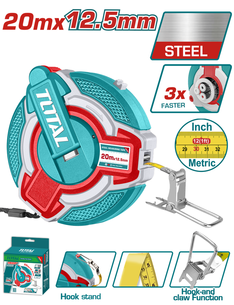 DECAMETRO 20MTS INDUSTRIAL FIBRA DE VIDRIO SUPER TOTAL  (TMT08206)