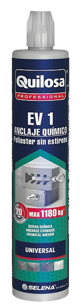 ADHESIVO BIO COMPONENTE ANCLAJE DE 1 TONELADA EV1 QUILOSA (300ML)
