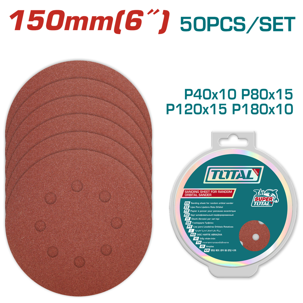 JUEGO DE LIJA X 50 PIEZAS 6" SUPER TOTAL (TAC7315011)