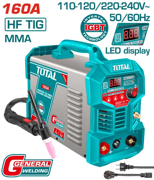 SOLDADOR INVERSOR DIGITAL 160A (HF-TIG-MMA) 110-220V  TOTAL (UTIG16058)