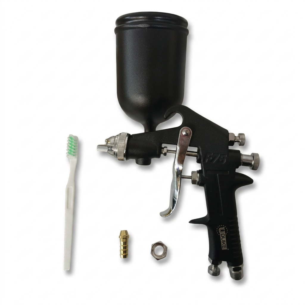 AEROGRAFO UDUKE PROFESIONAL  VASO DE 400 CC PISTOLA F75G NEGRA  (HT4082)