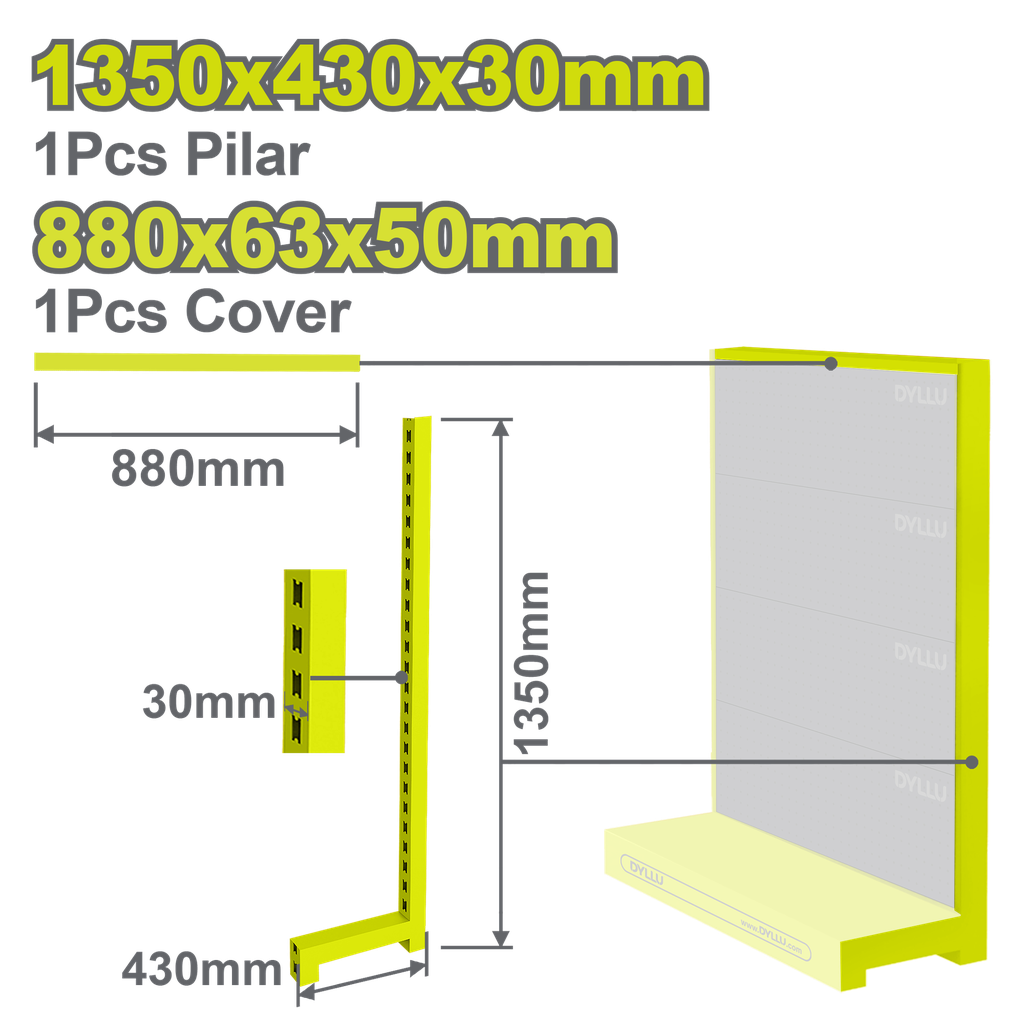 EXHIBIDOR DYLLU PILAR-SOPORTE LATERAL 135CM (DTPJ3F01)(135-43-3-CM)