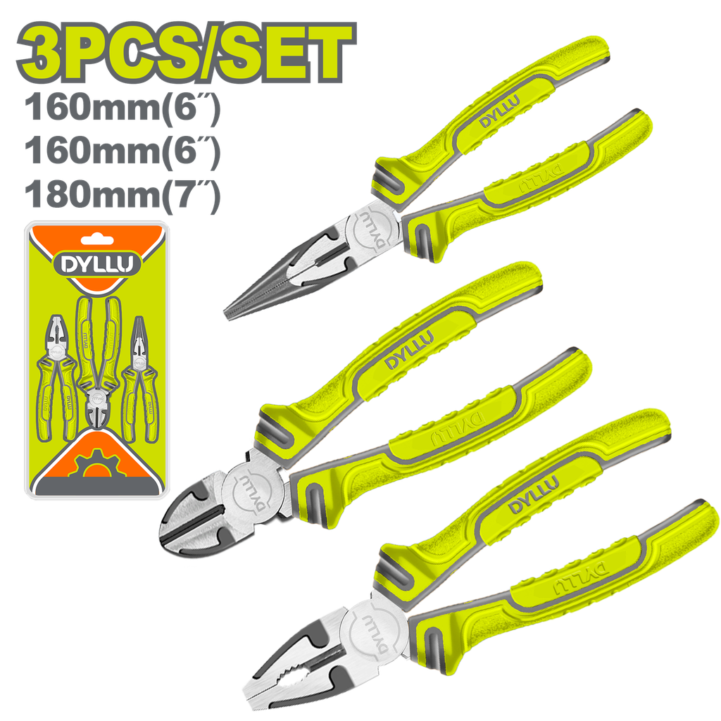 JUEGO DE ALICATES X 3 PZS (PINZA 6CORTAFRIO 6ALICATE 7) DYLLU (DTPS0603)