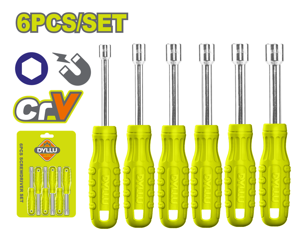 DESTORNILADOR PUNTA HEXAGONAL JUEGO X 6PZS DYLLU (DTSS24T6)