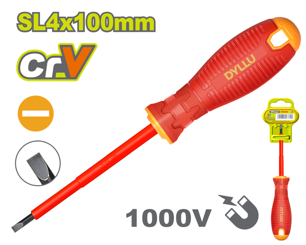 DESTORNILLADOR (-)  4" AISLADO 1000V DYLLU (DTSD7236)