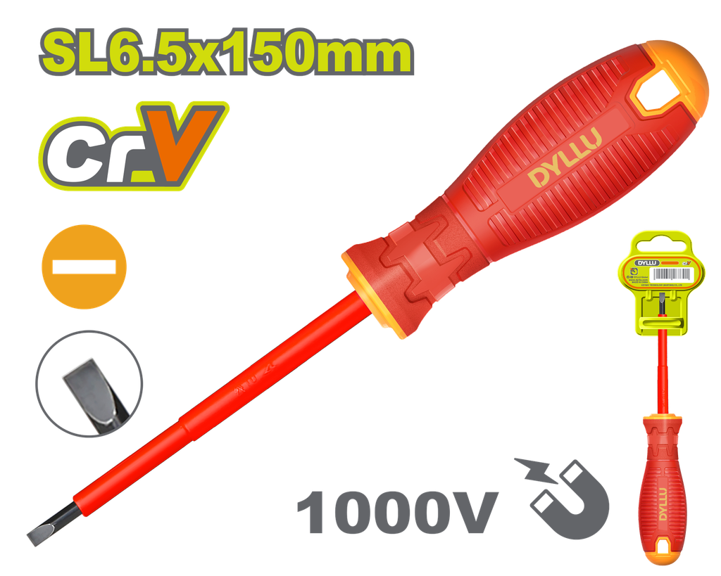 DESTORNILLADOR (-)  6" AISLADO 1000V DYLLU (DTSD7266)
