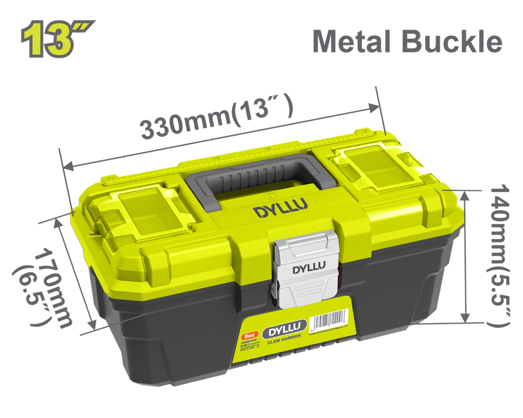 CAJA DE HERRAMIENTA 13" PLÁSTICA CIERRE METALICO DYLLU (DTTB3313)