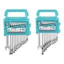 LLAVE MIXTA CON RACHE FLEXIBLE 8 - 19 MM JUEGO X 12 PZS  + LLAVE MIXTA CON RACHE FIJO 8-19MM JUEGO X 12 PZS INDUSTRIAL SUPER TOTAL (THT103RK246)