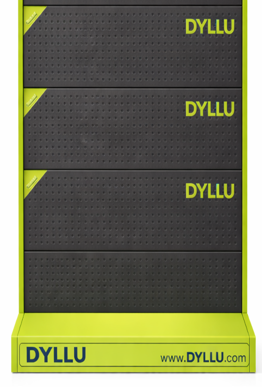 MATERIAL PUBLICITARIO (EXHIBIDOR DYLLU KIT COMPLETO BANDEJAS Y PARALES  DE 135CM) (135X95X38)