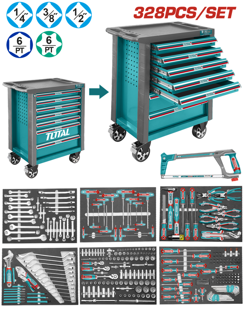 CAJA DE HERRAMIENTA CON 328 PZS INDUSTRIAL SUPER TOTAL (THPTCS73281)