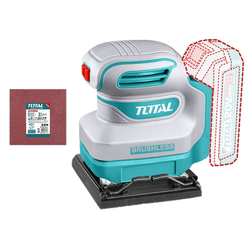 LIJADORA DE PALMA 4 3/8"X 4" INALAMBRICA 20V INCLUYE 5 LIJAS INDUSTRIAL  SUPER  TOTAL NO INCLUYE BATERIA NI CARGADOR (TSHSLI2024) 