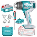 PISTOLA CALOR INALAMBRICA  20V CON TEMPERATURA AJUSTABLE  INCLUYE 4 BOQUILLAS 1 BATERIA 4.0AH Y 1 CARGADOR INDUSTRIAL SUPER TOTAL (UTBLI20065)