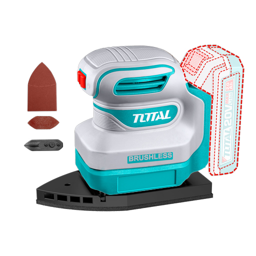 LIJADORA DE PALMA ORBITAL  ROTATIVA   INALAMBRICA 20V 12000 RPM INCLUYE 6 LIJAS  BATERIA Y CARGADOR NO INCLUIDO INDUSTRIAL  SUPER  TOTAL (TPSLI2024)