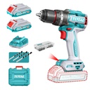 TALADRO INALAMBRICO PERCUTOR 1/2" 86 NM 20V CAJA PLASTICA INCLUYE 2  BATERIA 2.0AH, 1 CARGADOR Y ACCESORIOS INDUSTRIAL SUPER TOTAL (UTIDLI208687)