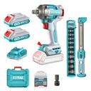 COMBO INALAMBRICO 20V PISTOLA IMPACTO INALAMBRICO 1/2 405NM + LAMPARA DE TRABAJO 300 LUMENES RECARGABLE + 10 COPAS 1/2 (10-24MM)+ ADAPTADOR DE 1/2 A 1/4 + 2 BATERIA 2.0 AH + ACCESORIOS Y SUPER TOTAL (UTOSLI23056)
