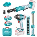 COMBO INALAMBRICO 20V  PISTOLA IMPACTO 1/2 500NM + RACHE 65NM + LAMPARA DE TRABAJO 300 LUMENES +  2 BATERIAS 4.0AH  Y CARGADOR INCLUYE ACCESORIOS INDUSTRIAL SUPER TOTAL (UTOSLI250981) 