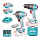 COMBO INALAMBRICO TALADRO 1/2" 66 N.M + PISTOLA IMPACTO 1/2" 20V 405 N.M  INCLUYE 2 BATERIAS 2.0AH , 1 CARGADOR Y ACCESORIOS SUPER TOTAL (UTCKLI20286)