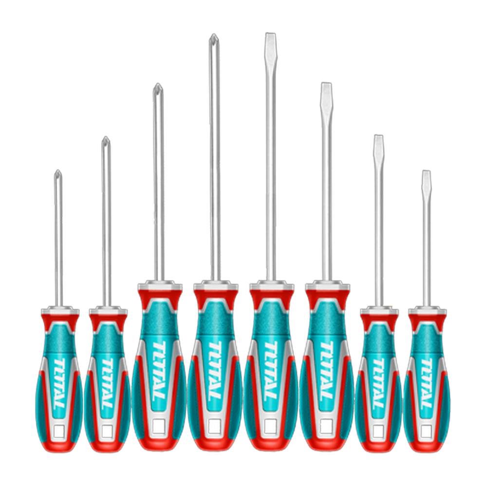 JUEGO DESTORNILLADORES X 8 PCS CROMO VANADIUM PUNTA IMANTADA INDUSTRIAL SUPER TOTAL (TKSDS0846)