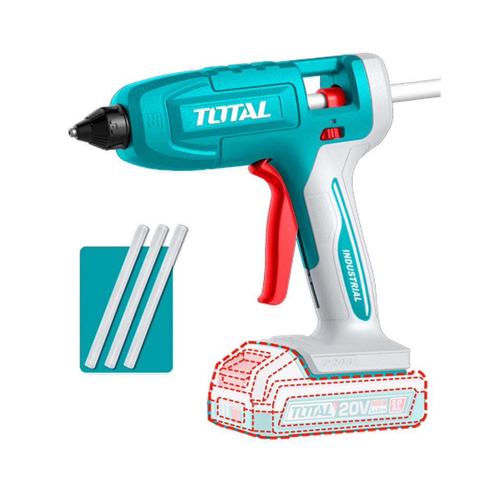 PISTOLA SILICONA 20V INCLUYE 3 BARRAS BATERIA Y CARGADOR SE VENDEN POR SEPARADO  SUPER TOTAL (TGGLI2003)