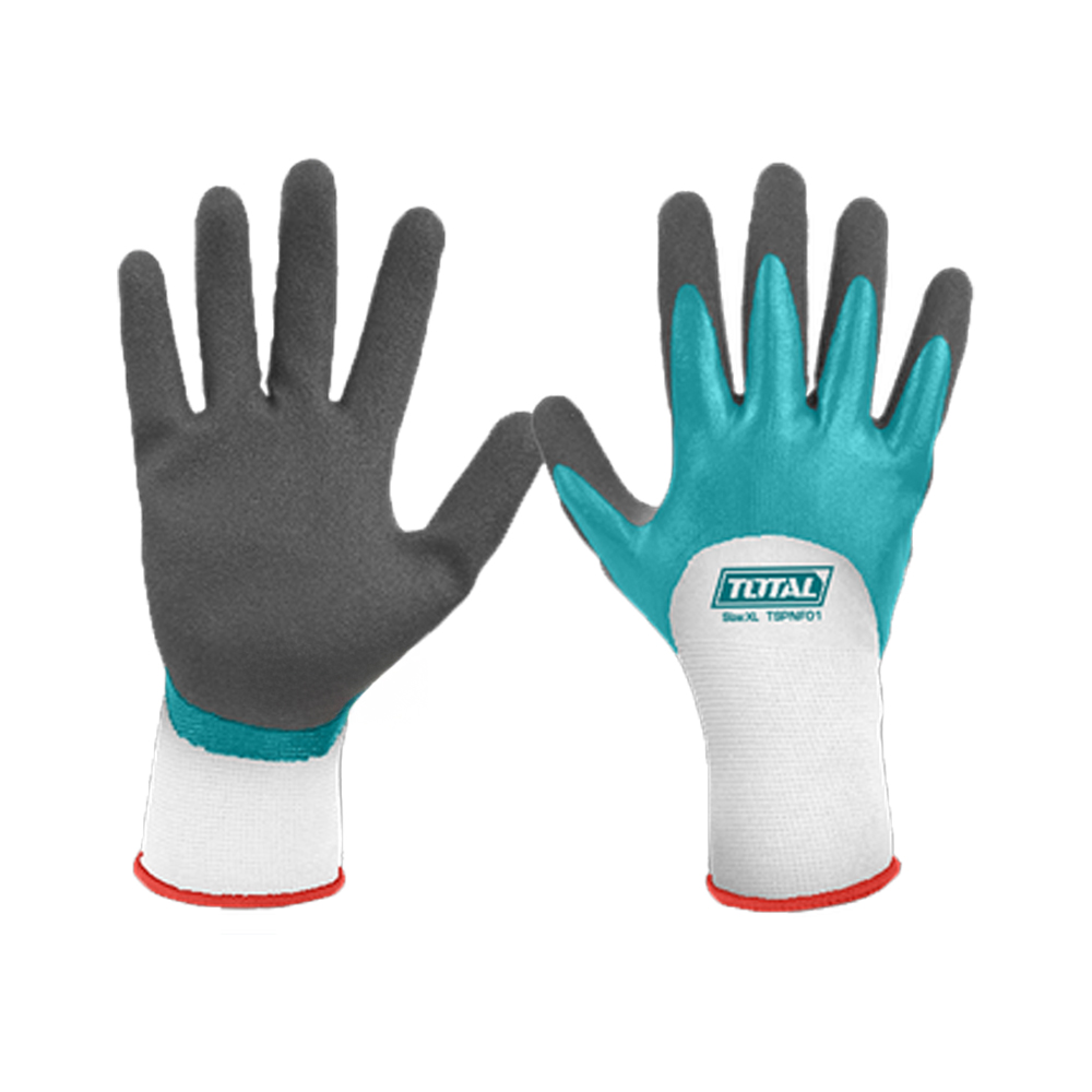 GUANTE DOBLE CAPA DE NITRILO PARA TRABAJO PESADO XL INDUSTRIAL SUPER TOTAL (TSPNF01)