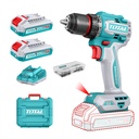 TALADRO INALAMBRICO PERCUTOR 1/2" 50 NM 20V CAJA PLASTICA INCLUYE 2  BATERIA 2.0AH, 1 CARGADOR Y ACCESORIOS INDUSTRIAL SUPER TOTAL (UTDLI205062)