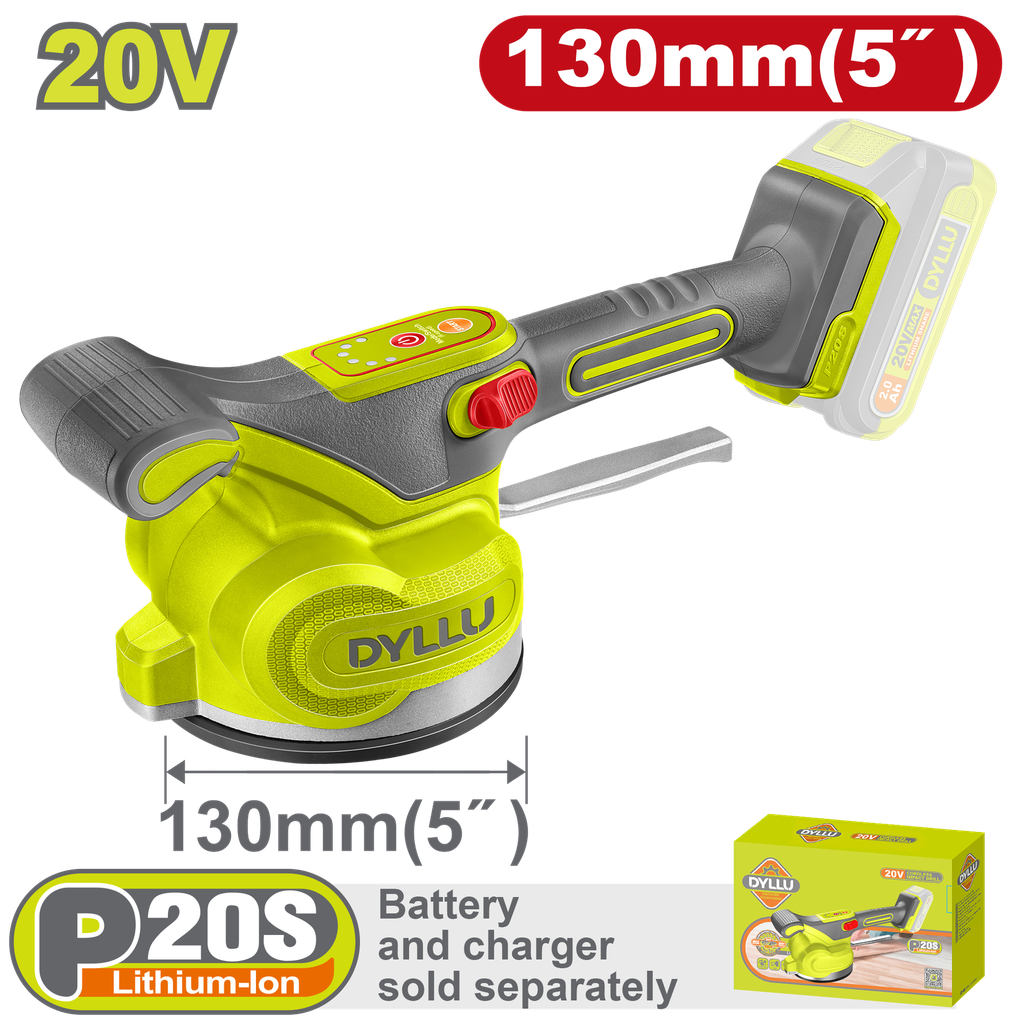 VIBRADOR DE BALDOSA INALAMBRICA 20V CON VENTOSA CAP 50KG DYLLU (DTTVM1D12)