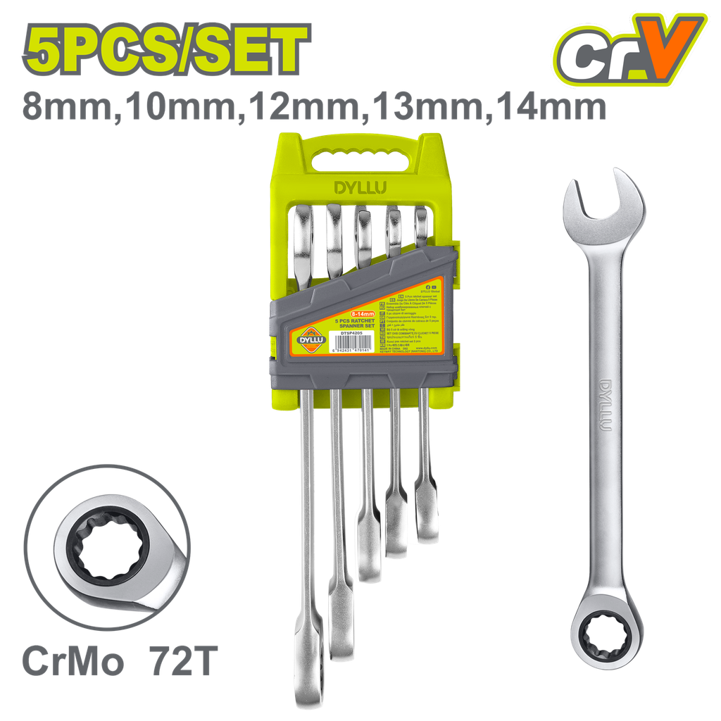 LLAVE MIXTA 8 - 14 MM CON RACHE JUEGO X 5 PZS DYLLU (DTSP4205)