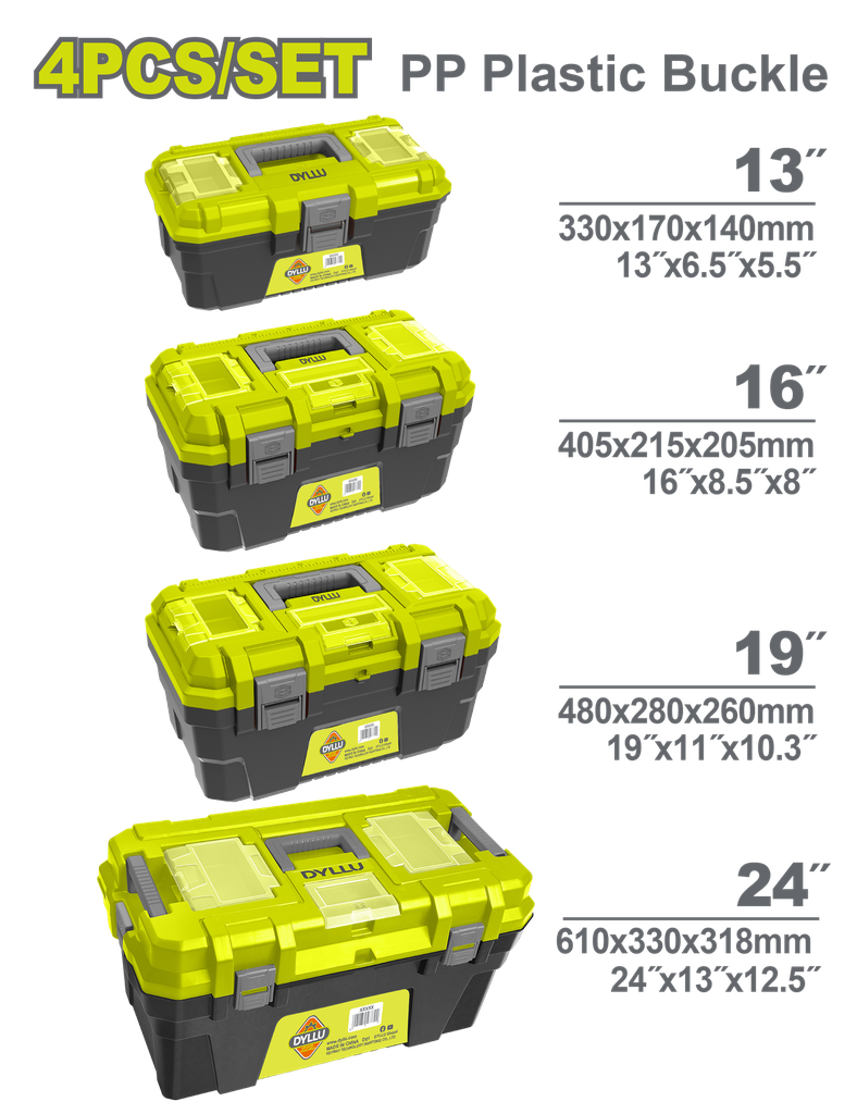 CAJA HERRAMIENTA JUEGO X 4 PZS (13,16,19,24" ) DYLLU (DTTB2104)