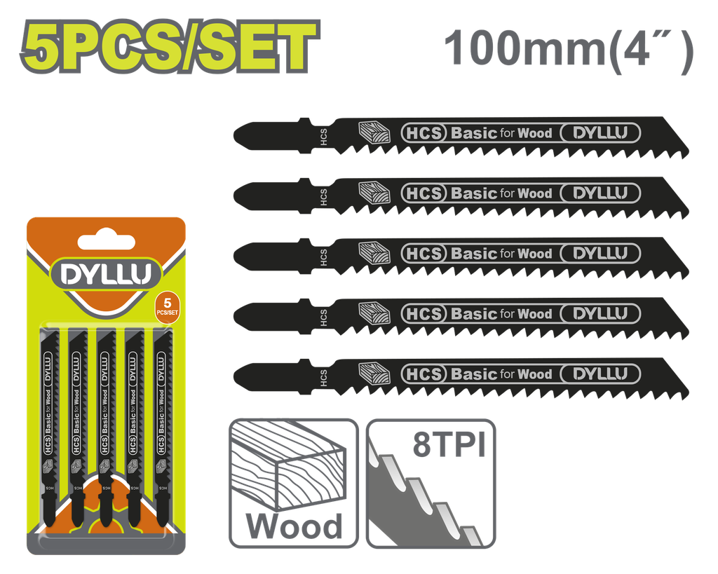 SET DE SEGUETA SIERRA SABLE 4" X5PCS PARA MADERA DYLLU  (DTJB111C)