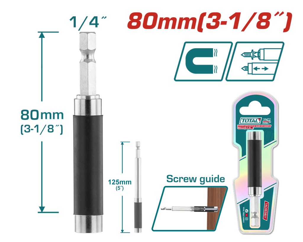 PUNTA EXTENSION MAGNETICA PARA TALADRO  1/4"  SUPER TOTAL (TAC463801)