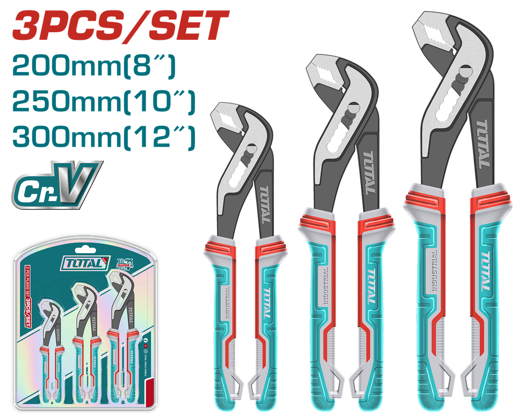 JUEGO DE ALICATE EXPANSIVO X 3 PIEZAS (8",10",12") INDUSTRIAL SUPER TOTAL (THT2PK231)