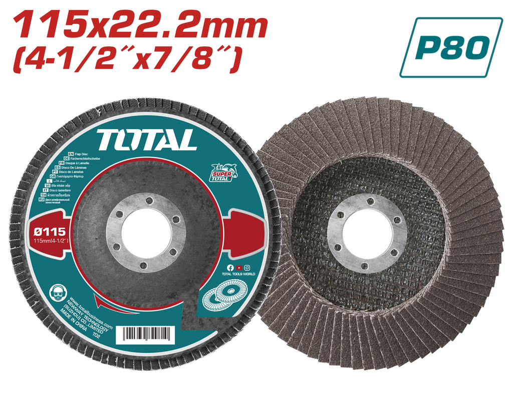 DISCO FLAP 4 1/2  GRANO 80 (115X22.2MM) SUPER TOTAL (TAC6311580)