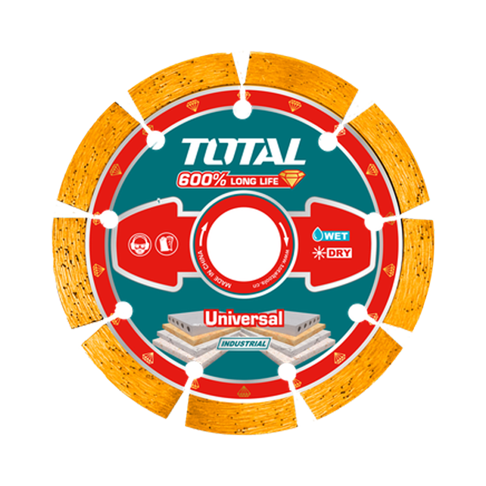 DISCO DIAMANTADO SEGMENTADO 7" UNIVERSAL CORTE EN SECO Y HUMEDO INDUSTRIAL SUPER TOTAL (TAC2171801)