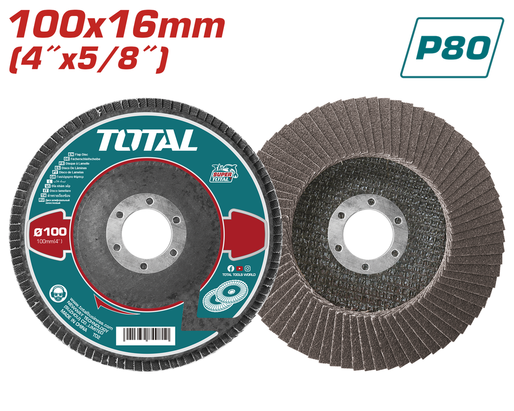 DISCO FLAP 4"  GRANO 80 (100X16MM) SUPER TOTAL (TAC6310080)