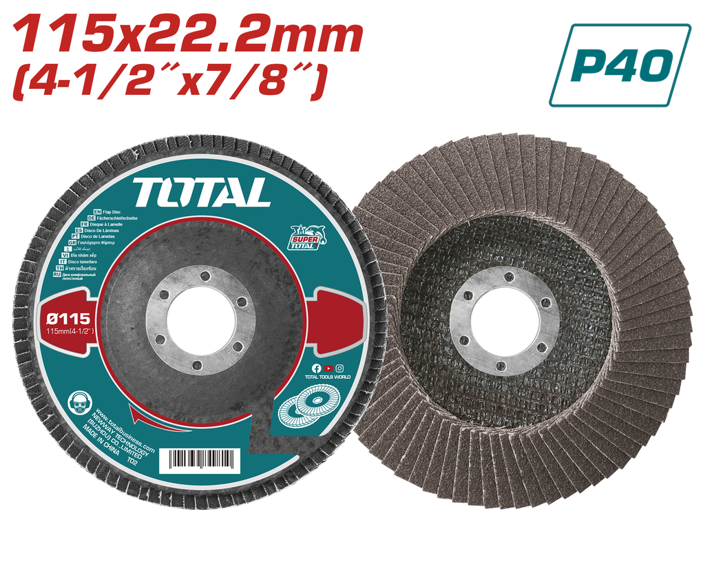 DISCO FLAP 4 1/2  GRANO 40 (115X22.2MM) SUPER TOTAL (TAC6311540)