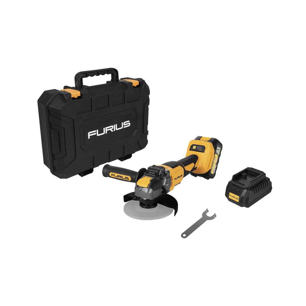 PULIDORA 4 1/2 FURIUS INALAMBRICA 21V + BATERIA 4 A.H + CARGADOR (FAG2170K)