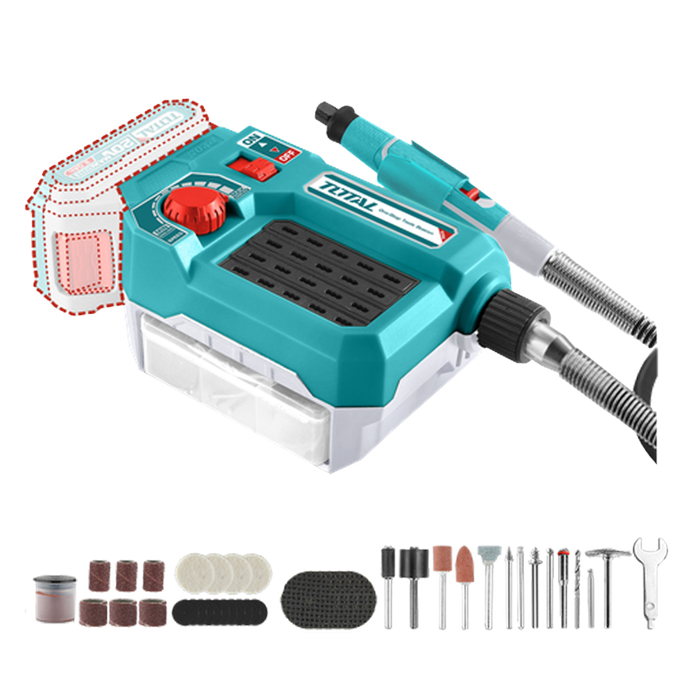 MOTO TOOL INALAMBRICO 20V 1/8'' INCLUYE 40 ACCESORIOS  BATERIA Y CARGADOR SE VENDEN POR SEPARADO SUPER TOTAL (TMGLI2001)