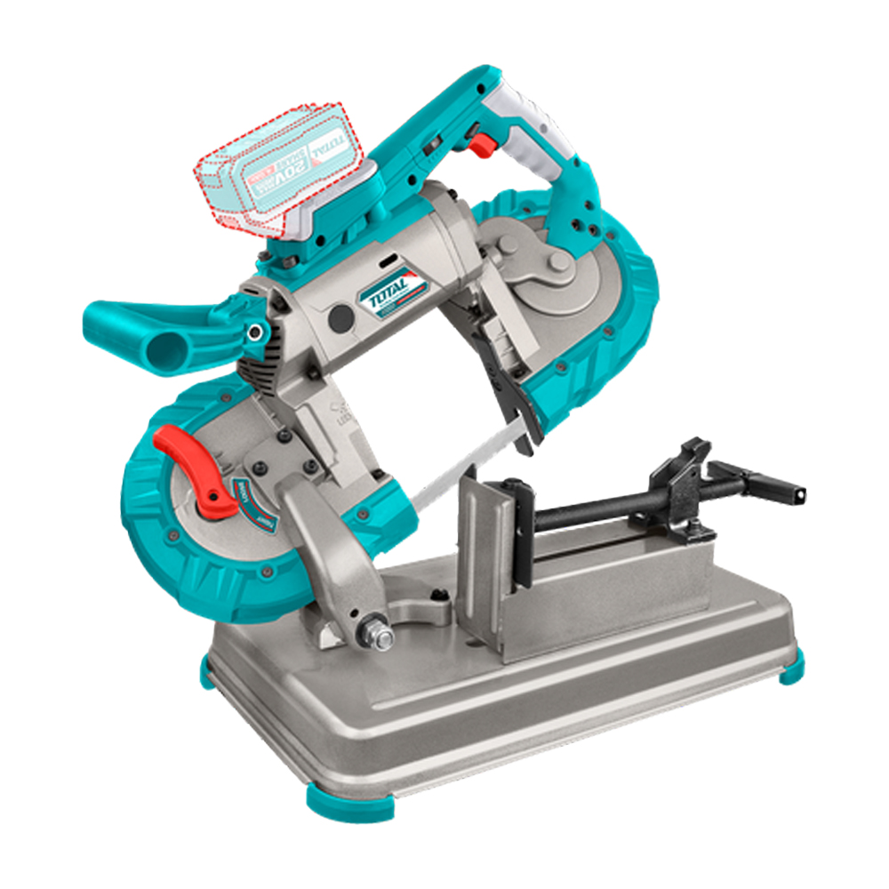 SIERRA CINTA INALAMBRICA 20V  127X127MM 0-120M/MIN INCLUYE 1 CINTA DE CORTE, CON LUZ  BATERIA Y CARGADOR SE VENDEN POR SEPARADO INDUSTRIAL  SUPER TOTAL (TBSLI20127)