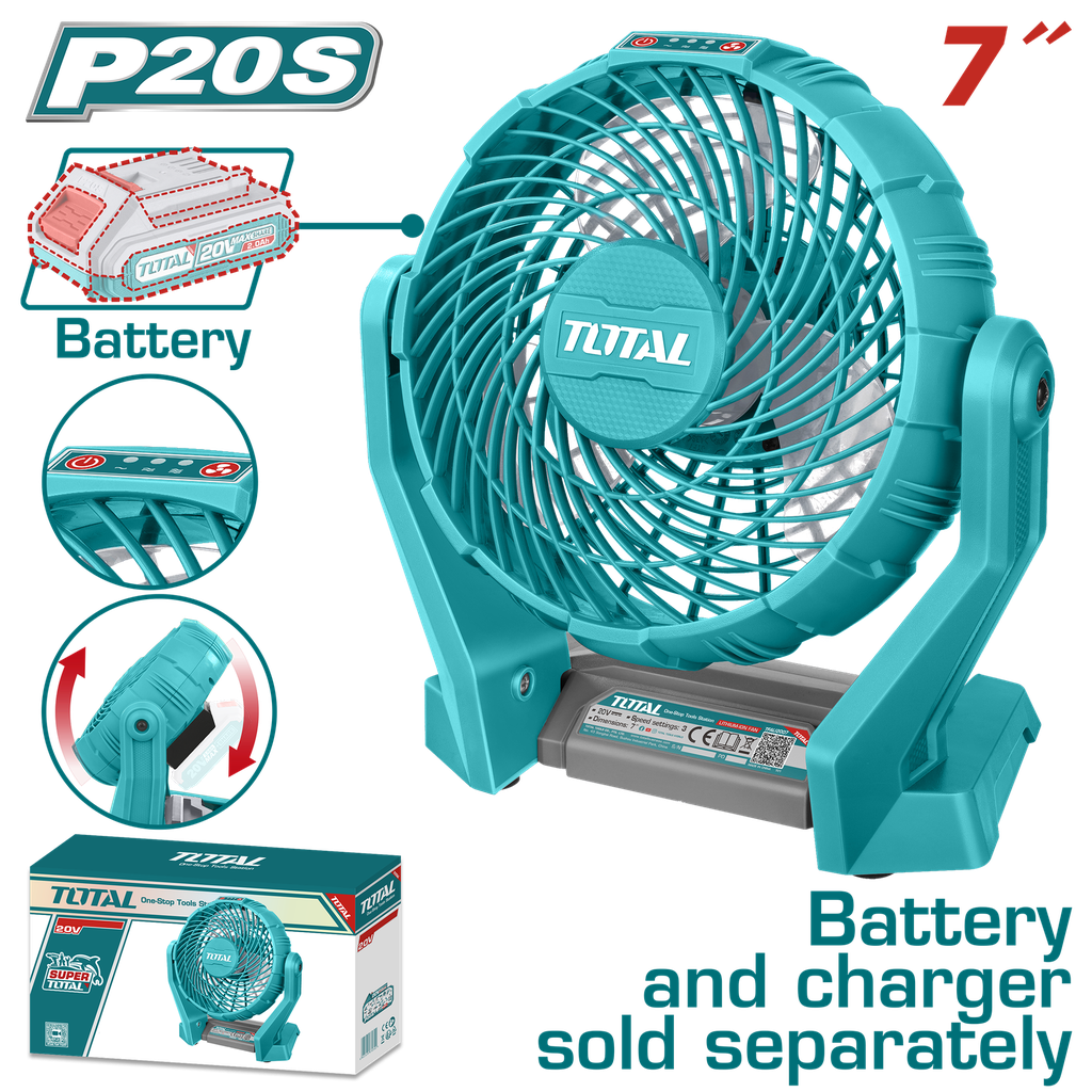 VENTILADOR 7" INALAMBRICO 20V 3 ASPAS SUPER TOTAL (TFALI2007)