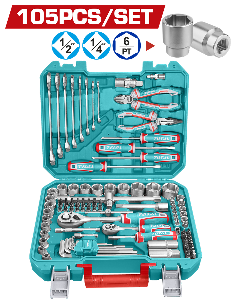 JUEGO DE HERRAMIENTAS 105 PZS INDUSTRIAL SUPER TOTAL ( THKTHP61057)