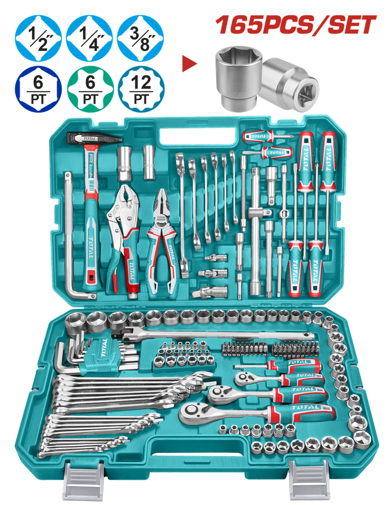 JUEGO DE HERRAMIENTAS 165 PZS INDUSTRIAL SUPER TOTAL ( THKTHP61657)