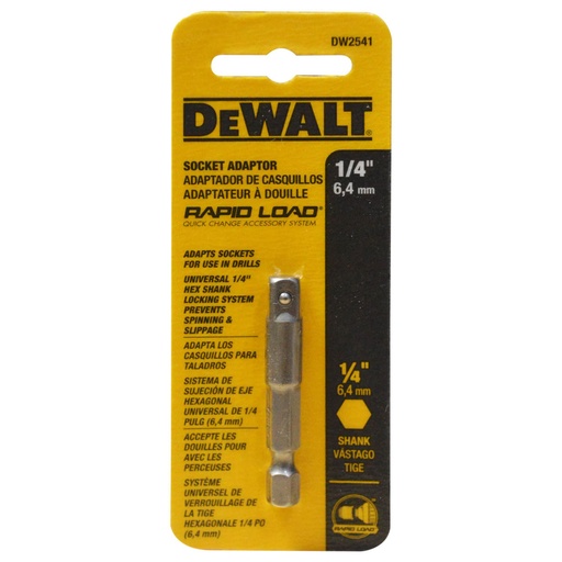 [10190] ADAPTADOR A CUADRANTE DEWALT 1/4 VASTAGO 1/4 (DW2541)