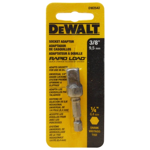 [10189] ADAPTADOR A CUADRANTE DEWALT 3/8 VASTAGO 1/4 (DW2542)