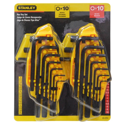 [8758] ALEM CORTO MM Y PULG X 20 STANLEY (69-255)(JUEGO)