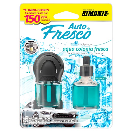 [20642] AMBIENTADOR NEW AIR TECH AQUA COLONIA FRESCA AUTO FRESCO 10ML SIMONIZ (208899)