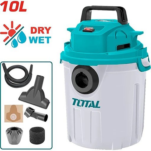 [17385] ASPIRADORA Y SOPLADORA PARA HUMEDO Y SECO  10L 1200W INCLUYE ACCESOSIROS TOTAL (UTVC12101)