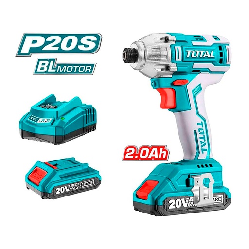 [16249] ATORNILLADOR DE IMPACTO INALAMBRICO 1/4" 20V INCLUYE 2 BATERIAS 1 CARGADOR SUPER SELECT TOTAL (UTIRLI2017)