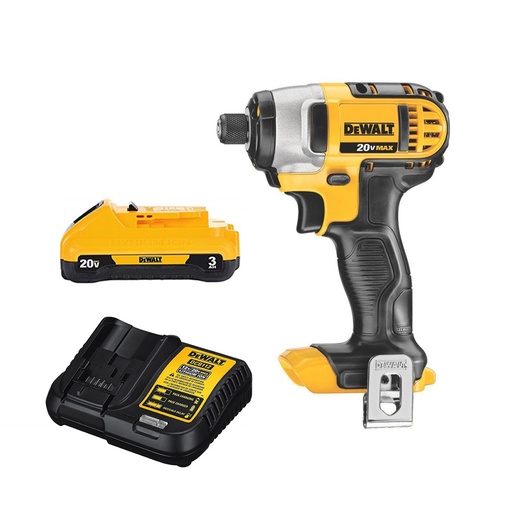 [16197] ATORNILLADOR DE IMPACTO INALAMBRICO DEWALT 1/4" 20V 1 BATERIA 3AH Y CARGADOR (DCF885-B3)